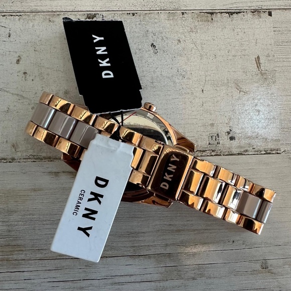 (New) DKNY Nolita Women\'s Two Tone Stainless Steel Watch Rose-Grey